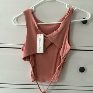 Quiet Storm peach open back sleeveless top